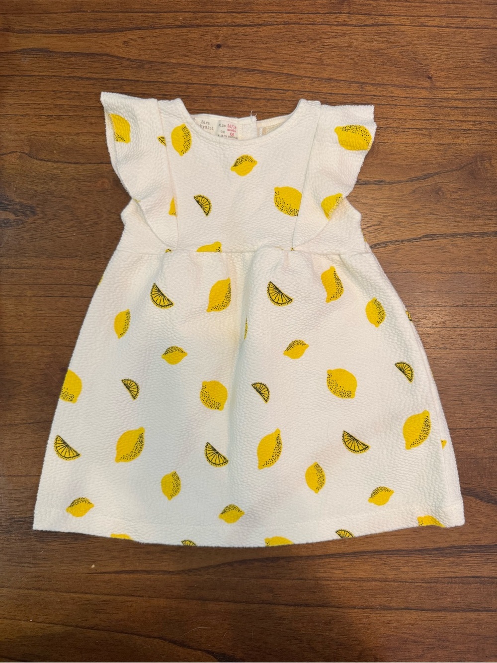 Zara BabyGirl White Dress with Yellow Lemons